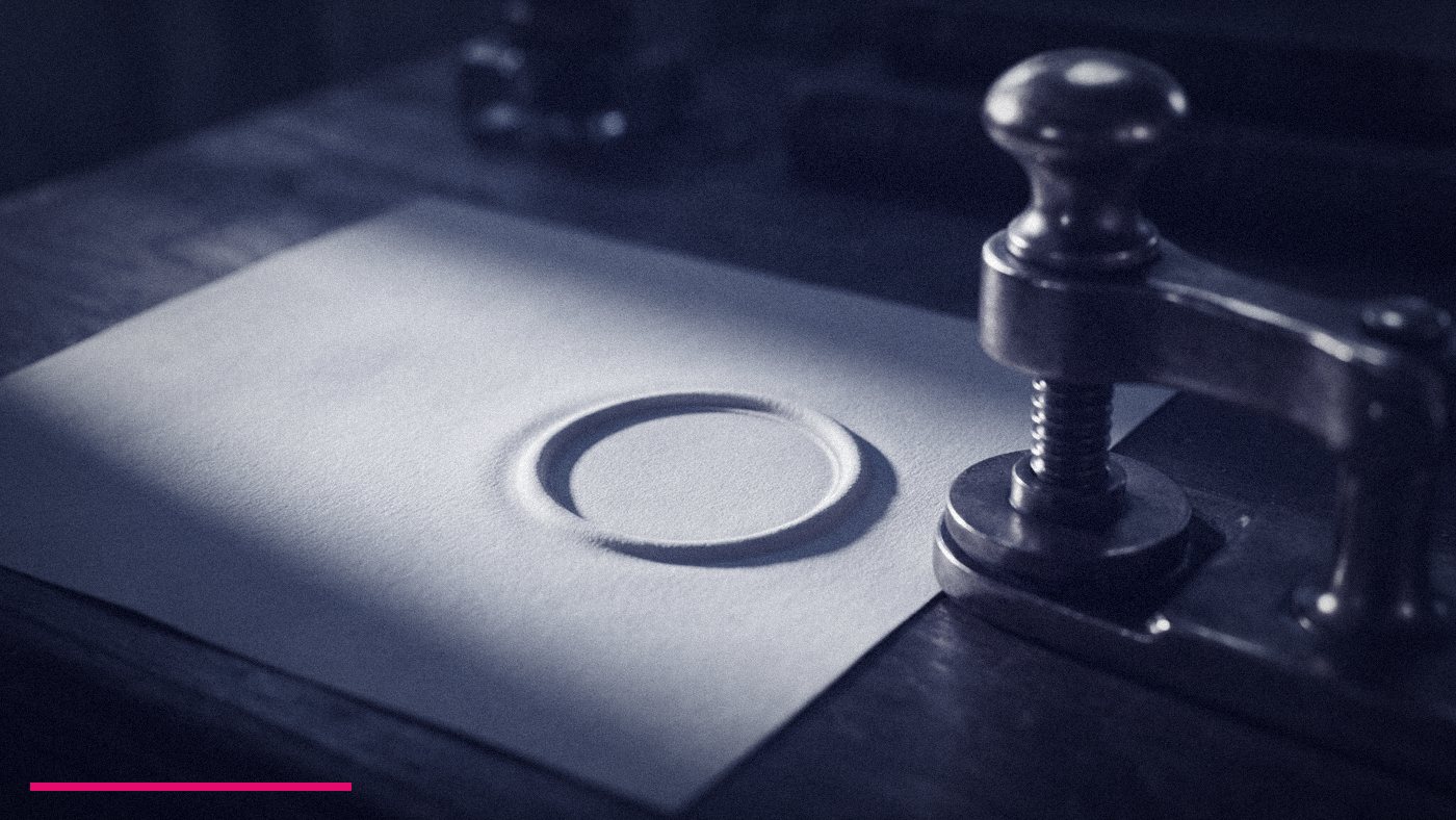 Fractional Cmo Training: What It Covers And What It Misses 3 A Brass Embossing Press Beside A Sheet Of Paper Carrying A Completely Blank Embossed Ring, Standing For A Certification With No Issuing Authority Behind It