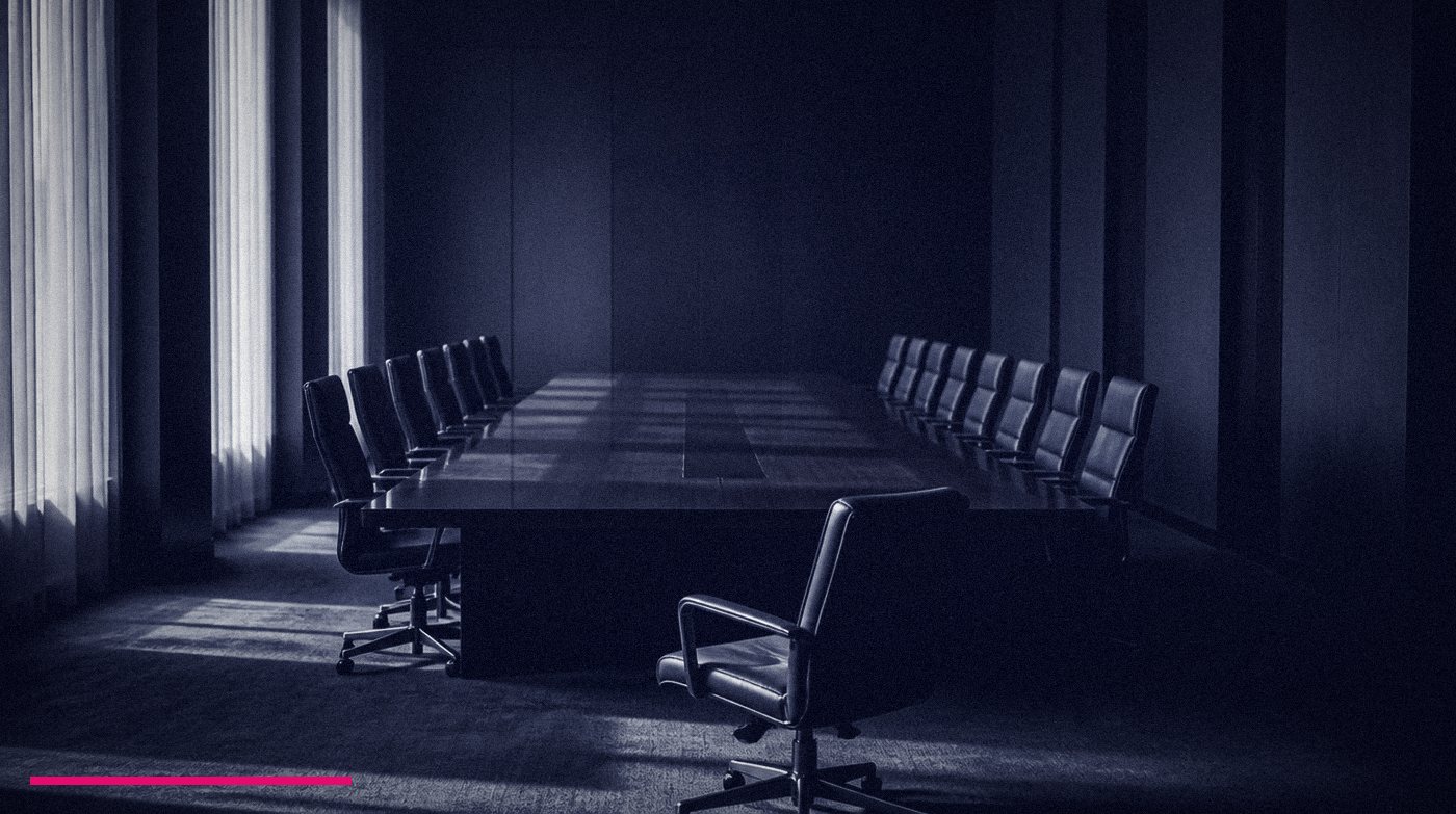 Fractional Cmo Training: What It Covers And What It Misses 4 A Long Empty Boardroom Table With One Chair Pulled Out And Turned Away, Standing For The Leadership Seat A Fractional Cmo Is Really Selling