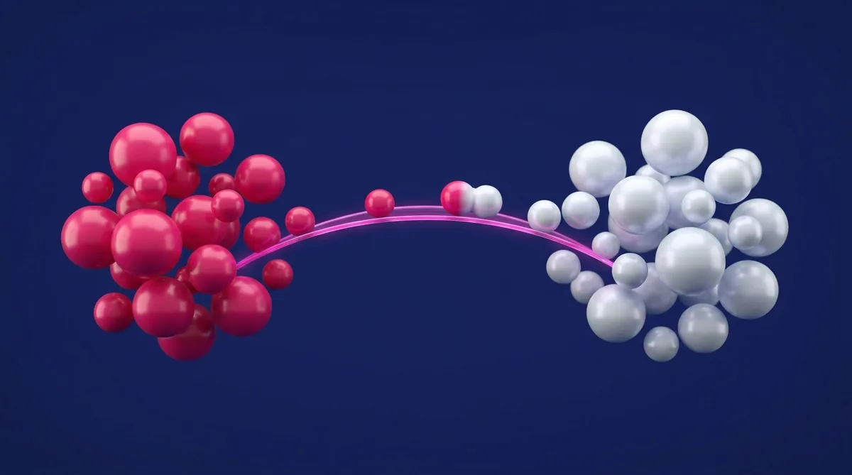 Brand Or Performance Marketing: Where Should A Scaling Business Put Its Budget? 2 Two Drifting Clusters Of Spheres Joined By A Bridge, Representing Brand And Performance Teams Reconnected By Joint Accountability