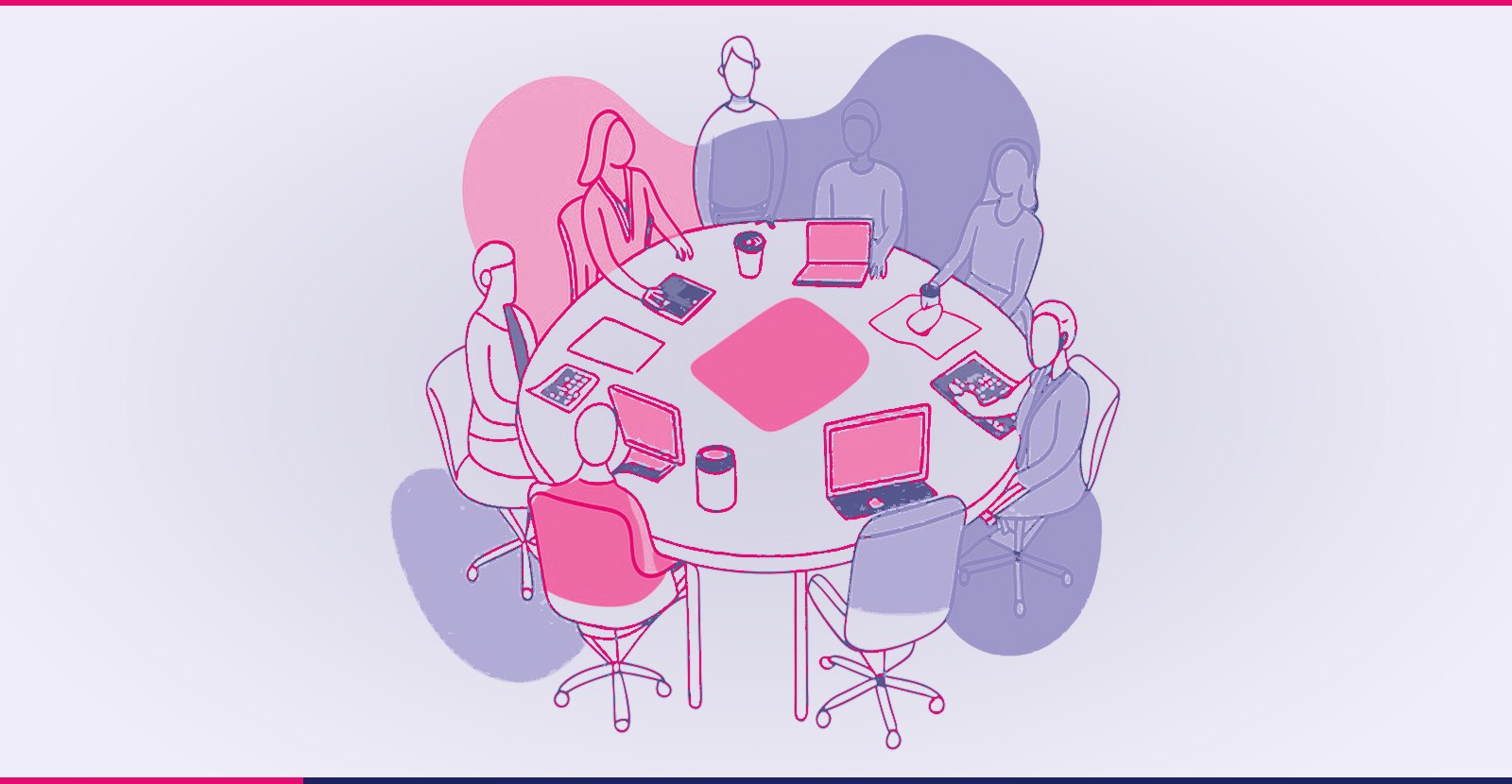 Illustration Of A Leadership Team Around A Round Table, The Honest Hour That Starts Ai Integration.