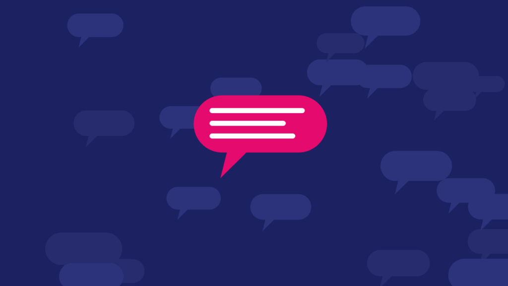 One Magenta Speech Bubble Standing Out From A Crowd Of Faded Ones On Navy