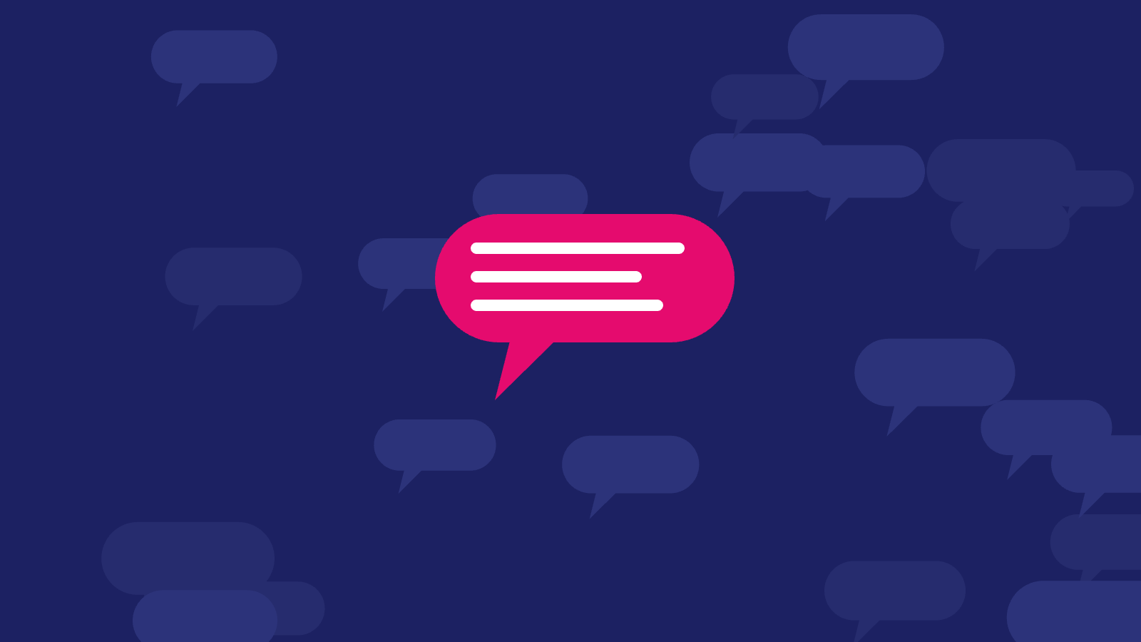 One Magenta Speech Bubble Standing Out From A Crowd Of Faded Ones On Navy